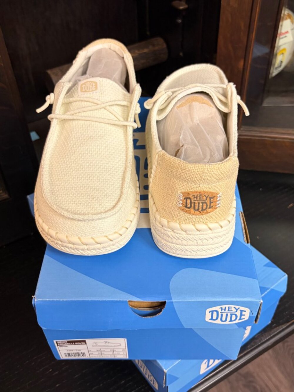 HEYDUDE Wendy Espadrille Woven White Slip-On Shoes Women’s Size 8 NIB